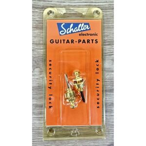 Vintage Schaller Guitar Strap Security Lock System Pair Gold Made in Germany NOS